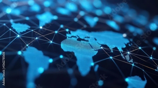 Obraz An abstract visualization of a connected global logistics ecosystem