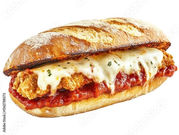 Obraz Isolated Chicken Parmesan Submarine Sandwich