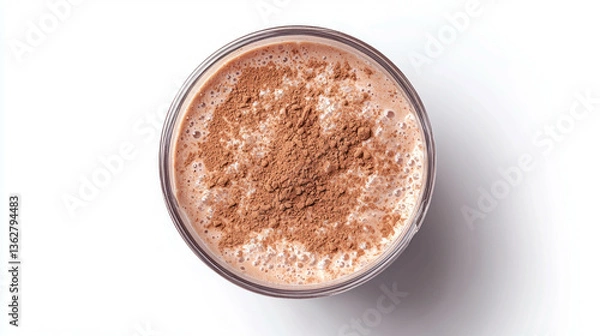 Fototapeta Delicious chocolate protein shake with cocoa topping