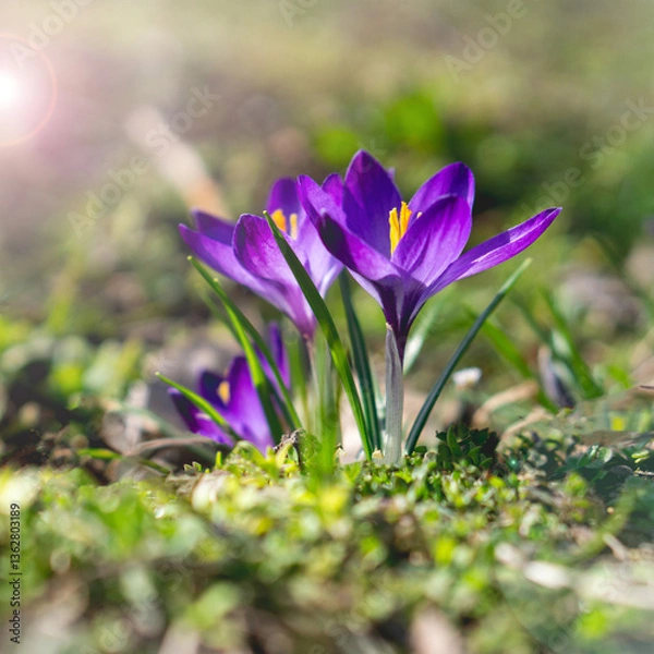 Obraz Crocuses. Close-up. For background and advertising 4
