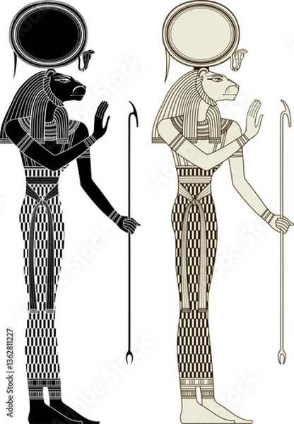 Fototapeta Sekhmet . Egyptian ancient symbol. Isolated figure of ancient egypt deities.Religion icon.Culture.Design element.