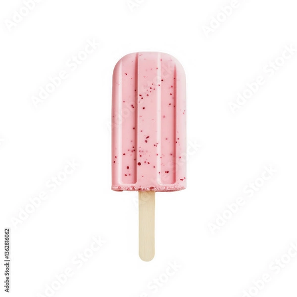 Obraz Pink popsicle ice cream with white specks isolated detail high resolution transparent background