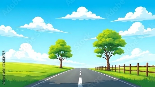 Obraz landscape with road cartoon background 