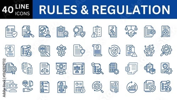 Fototapeta rules and regulation  editable icon set. 