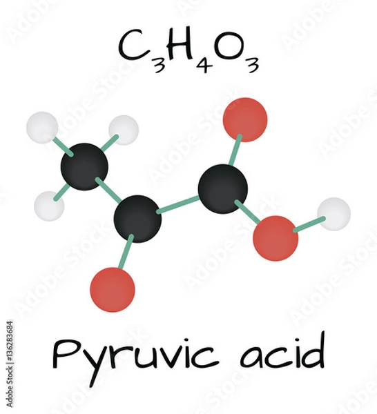 Fototapeta molecule Pyruvic acid C3H4O3