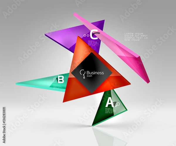 Fototapeta Geometric glass triangles abstract background