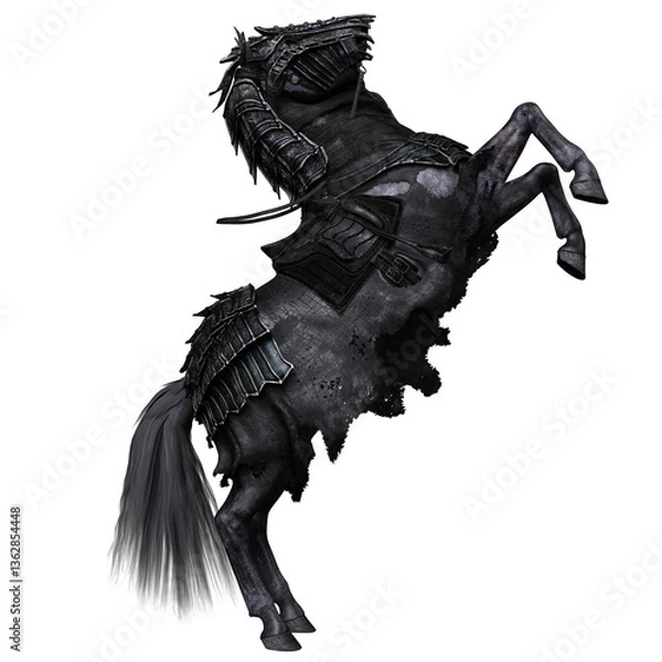 Obraz 3D rendered dark knight horse with an armor isolated on transparent background