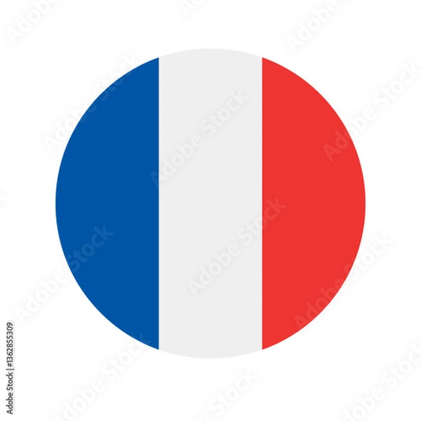 Fototapeta Vector flat round France flag isolated on white background