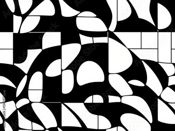 Obraz Stylish black and white abstract background with irregular shapes and patterns