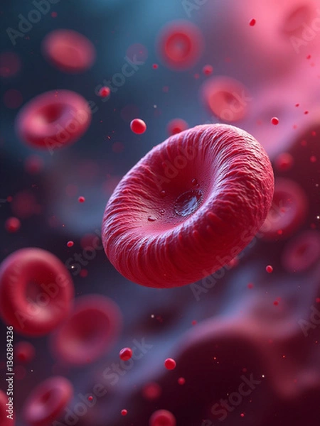 Fototapeta Futuristic 3D Illustration of Infected Red Blood Cells in a Microscopic View