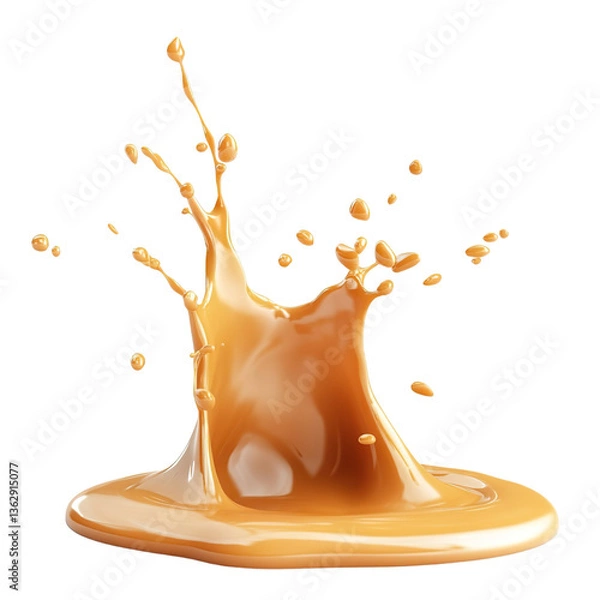 Obraz Melted caramel splash isolated on a white background.