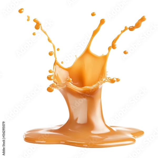Obraz Melted caramel splash isolated on a white background.