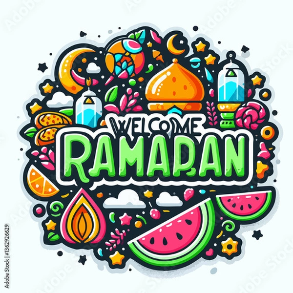 Fototapeta welcome ramadan text typography element thumbnail video product
