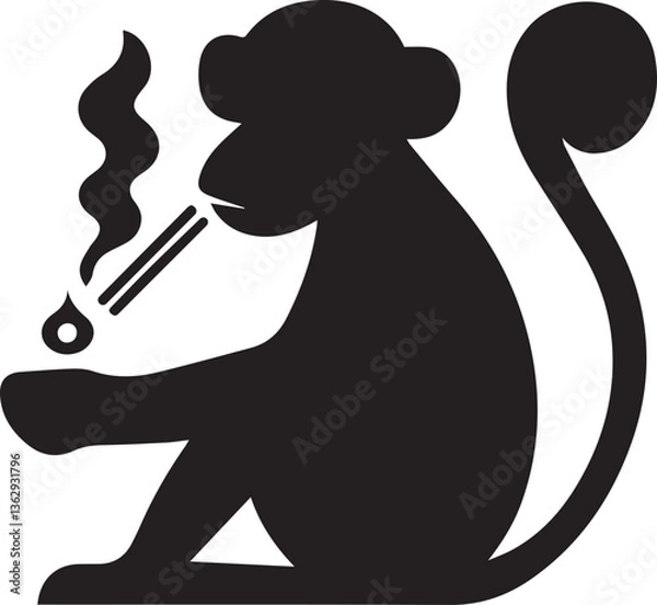 Obraz monkey head icon flat and minimal vector art illustration on a white background.
