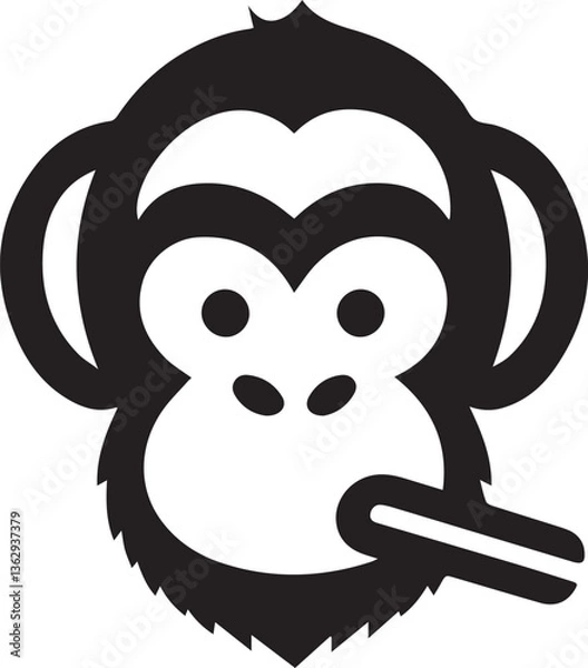 Obraz monkey head icon flat and minimal vector art illustration on a white background.
