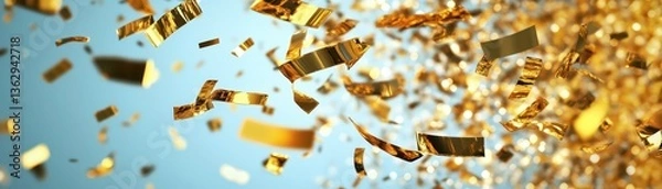 Fototapeta A vibrant cluster of shimmering gold coins, stacked and scattered, reflecting light with a warm glow. The coins vary in size and design, creating an eye-catching display of wealth.