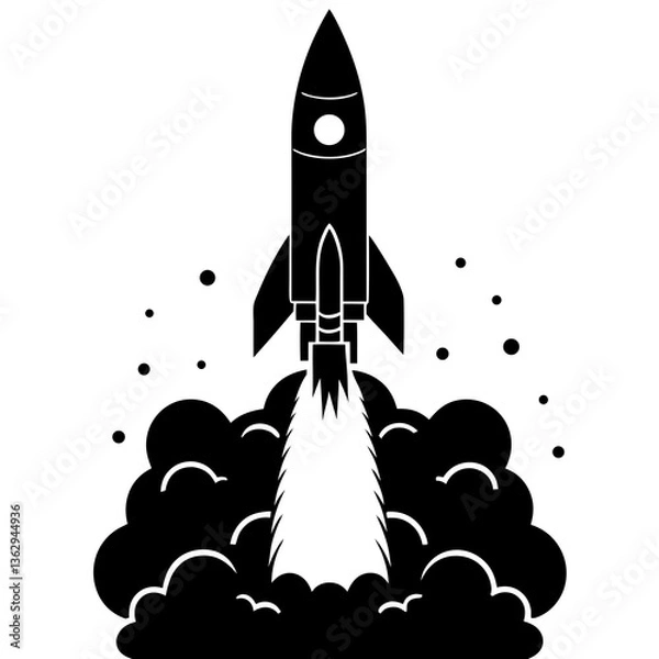 Obraz Rocket Launch Silhouette Vector