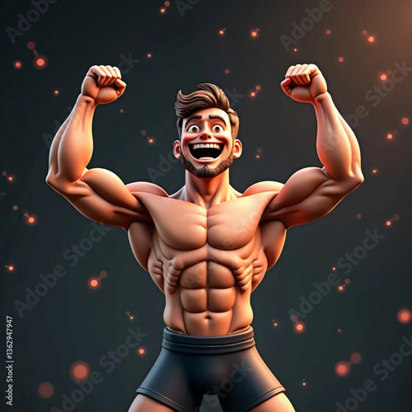 Obraz a fitness athlete celebrating after a workout