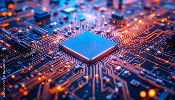 Fototapeta close up of a circuit board. ai generated image