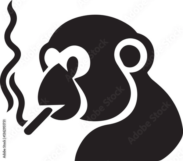 Obraz monkey head icon flat and minimal vector art illustration on a white background.
