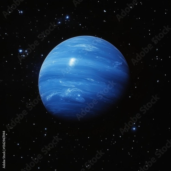 Fototapeta Captivating Neptune Planet in Deep Space Blue Atmosphere Celestial Body and Distant Stars