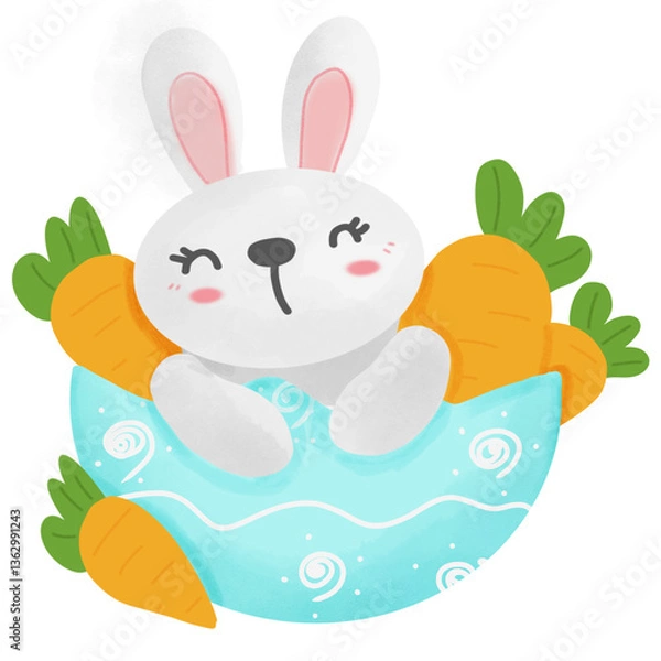 Obraz rabbit and carrot are Oman egg shell