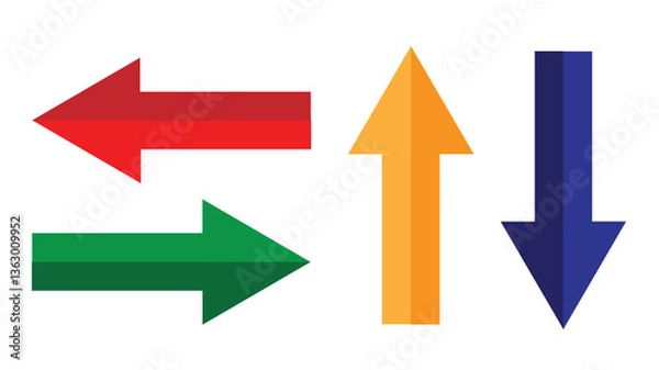 Fototapeta Colorful bold gradient arrow set illustration vector