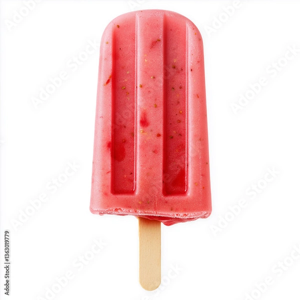 Fototapeta strawberry popsicle ice cream, Isolated on white Background.