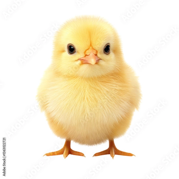 Fototapeta cute and fluffy chick with soft yellow feathers stands confidently, exuding charming and playful demeanor