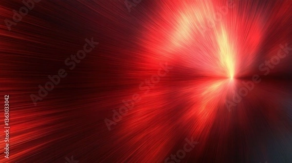 Fototapeta Radiant crimson explosion of energy emanating from a central point creating an abstract and dynamic visual effect with depth and texture