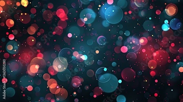 Obraz Colorful bokeh effect with various sized circular light particles