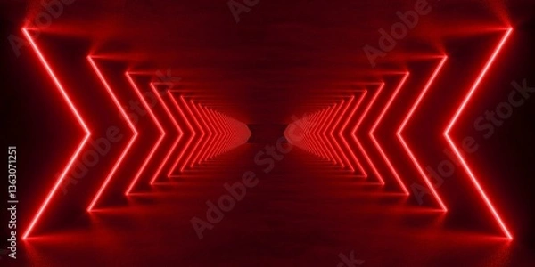 Fototapeta red lighting with interior empty space , 3d rendering sci-fi concept