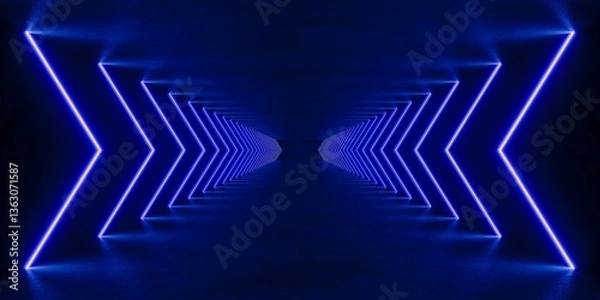 Fototapeta blue lighting with interior empty space , 3d rendering sci-fi concept
