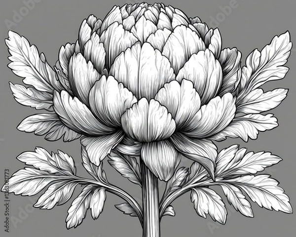 Fototapeta Detailed illustration of an artichoke flower with intricate leaf patterns (1)