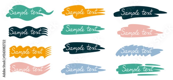 Fototapeta Colorful highlighter frame set. Wave shape brush pen line stroke scribble element. Hand drawn simple design elements.