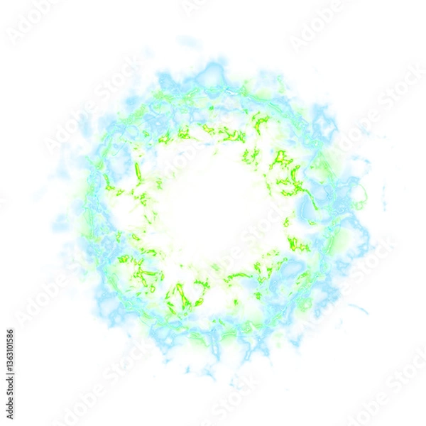 Fototapeta Abstract effect explosion electric energy shockwave ,dimensional gate, Neon glow style.