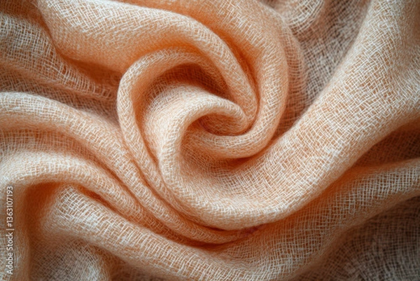 Fototapeta Close-up of patterned fabric, vibrant colors and intricate design create visually stunning texture.