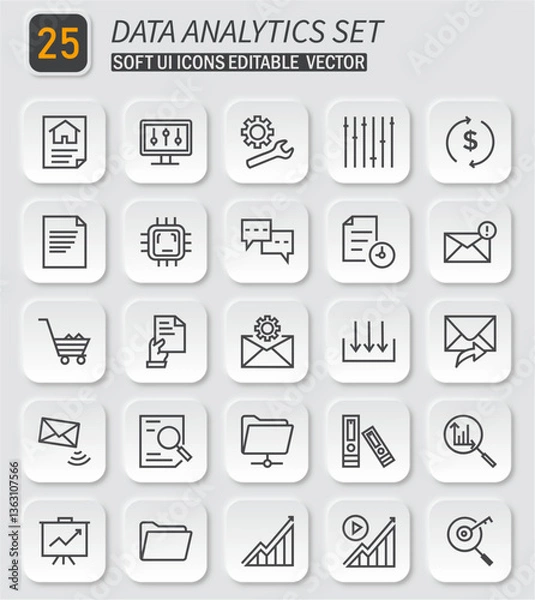 Fototapeta Comprehensive Data Analytics and Management Icons Bundle for Digital Solutions
