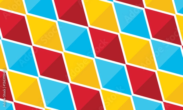 Fototapeta Blue, red and yellow diamond. diamond pattern. diamond pattern background. diamond background. Seamless pattern. for backdrop, decoration, Gift wrapping