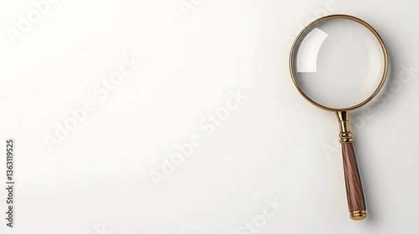 Fototapeta Antique Magnifying Glass on Neutral Background: Product Photography AI Generated