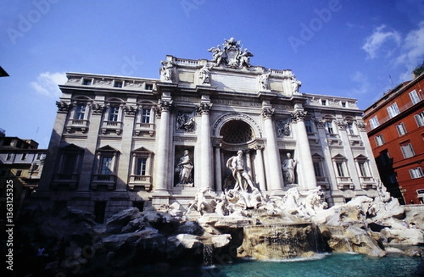 Obraz View of Trevi Fountain in Rome, Italy during 1990s