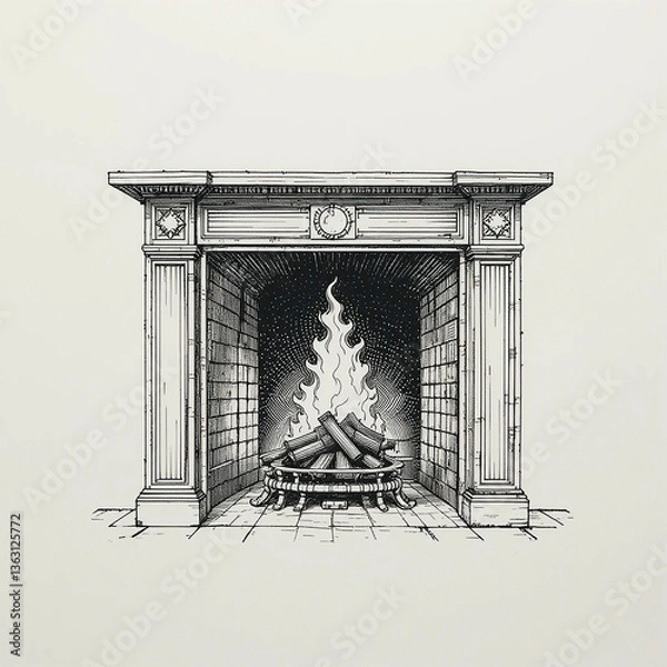 Obraz fireplace with firewood