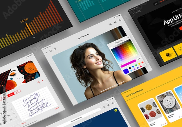 Fototapeta App UI Tablet Mockup Set