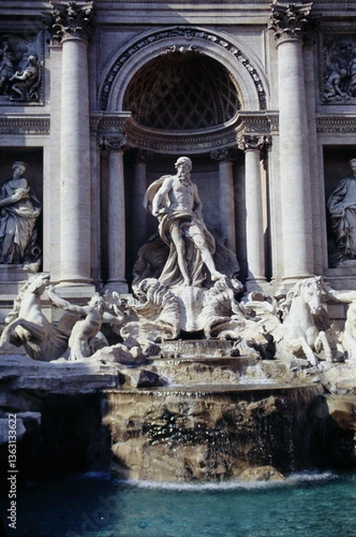 Obraz View of Trevi Fountain in Rome, Italy during 1990s