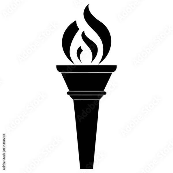 Fototapeta fire flame torch icon vector art silhouette design, Olympic logo style design