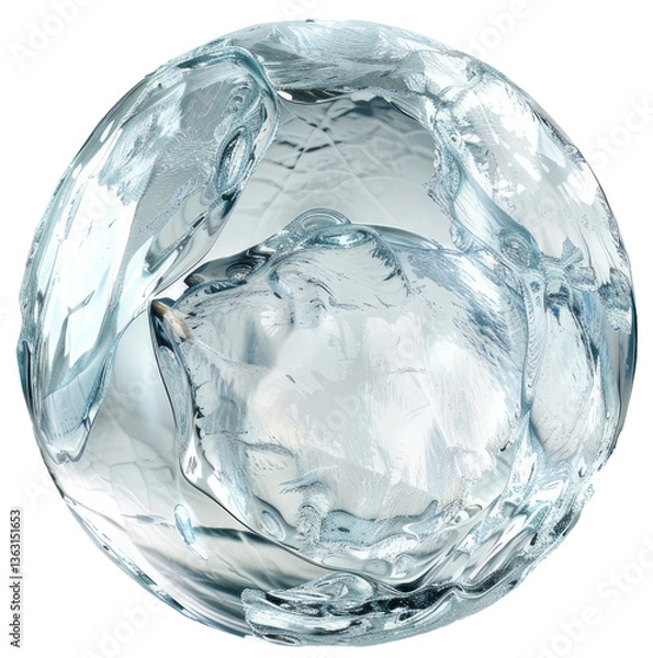Fototapeta Ice Ball Hyper realistic Highly Detailed PNG Isolated on Transparent Background