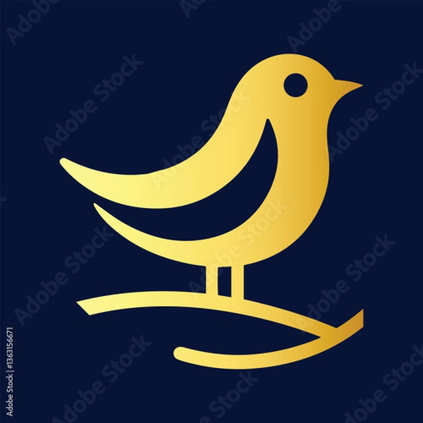 Fototapeta  Gold Gradient Bird Logo. Minimalist Gold Bird Mark