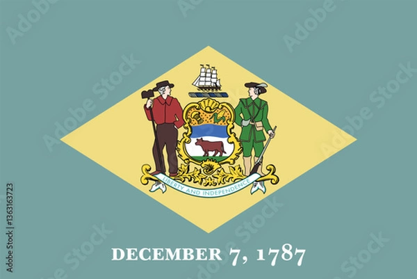 Fototapeta Delaware State Flag Vector Clipart Illustration – High-Quality Digital Artwork for Design, Printing, and Creative Projects