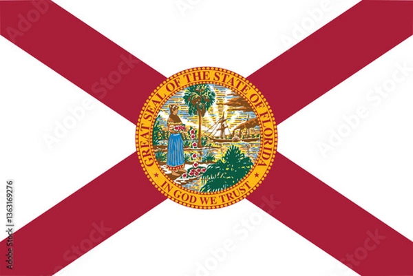 Fototapeta Florida Flag Vector Clipart Illustration - High-Quality Digital Design of the Official State Flag of Florida with Bold Colors and Clear Detailing, Perfect for Graphic Design, Merchandise