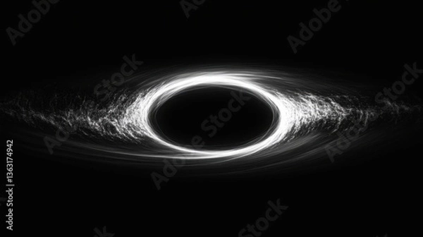 Fototapeta Artistic black hole with swirling light on dark background	